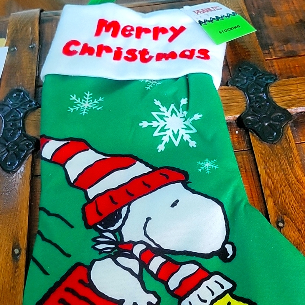 Peanuts Snoopy Woodstock Merry Christmas stocking NWT new Xmas holiday Character